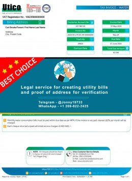 UAE UTICO Water Fake Utility bill